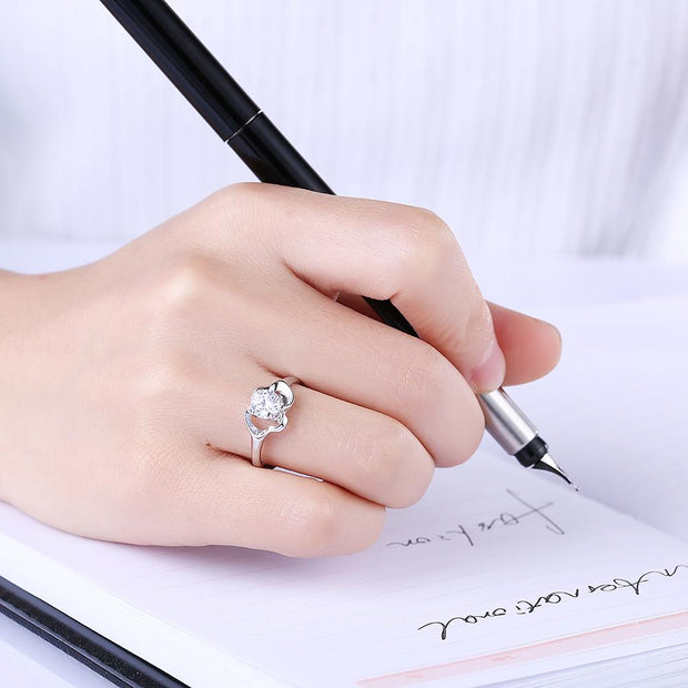 Sterling Silver Adjustable Ring with  Crystals