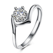 Sterling Silver Adjustable Ring with  Crystals