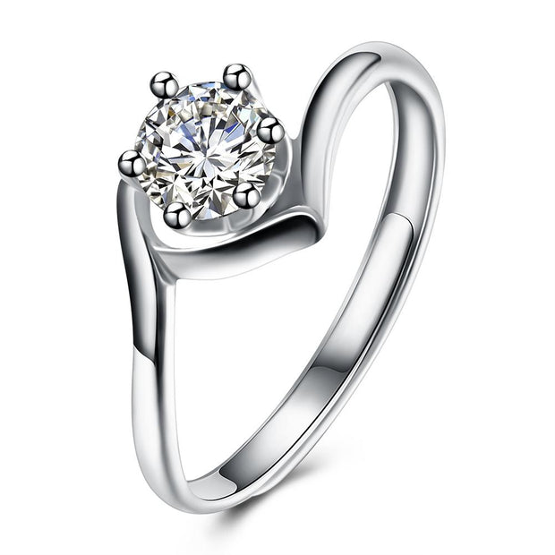 Sterling Silver Adjustable Ring with  Crystals