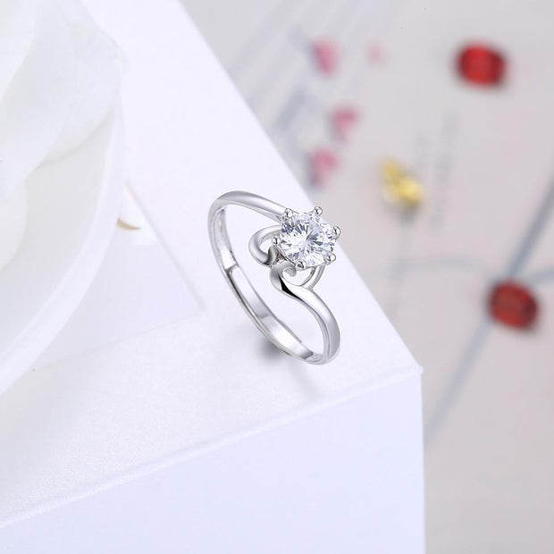 Sterling Silver Adjustable Ring with  Crystals
