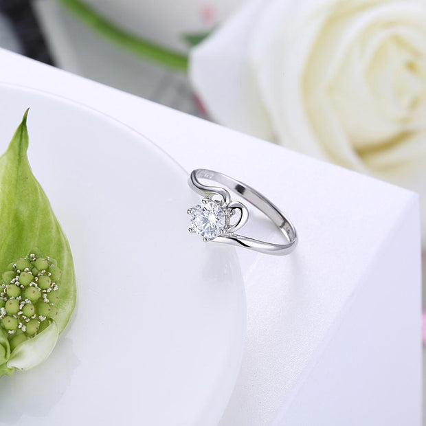 Sterling Silver Adjustable Ring with  Crystals