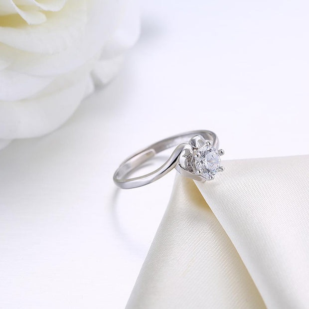 Sterling Silver Adjustable Ring with  Crystals