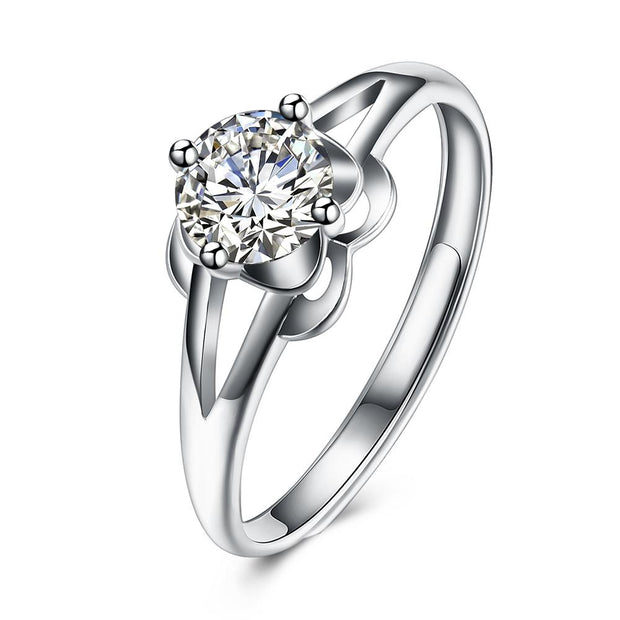 Sterling Silver Adjustable Ring with  Crystals
