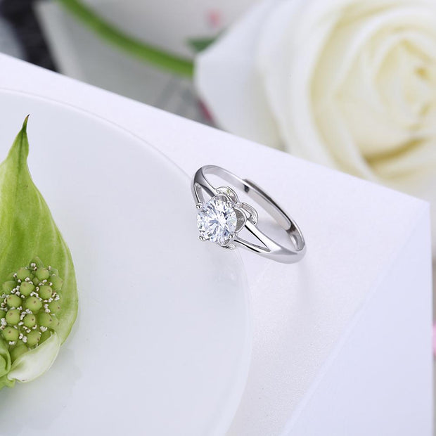 Sterling Silver Adjustable Ring with  Crystals