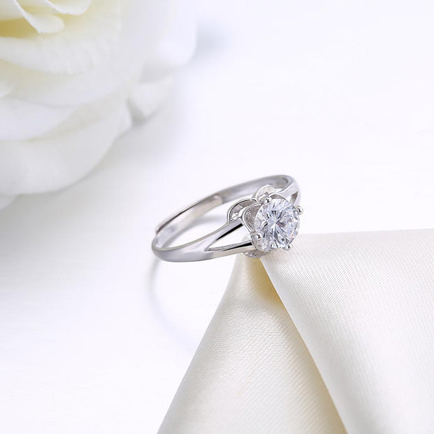 Sterling Silver Adjustable Ring with  Crystals