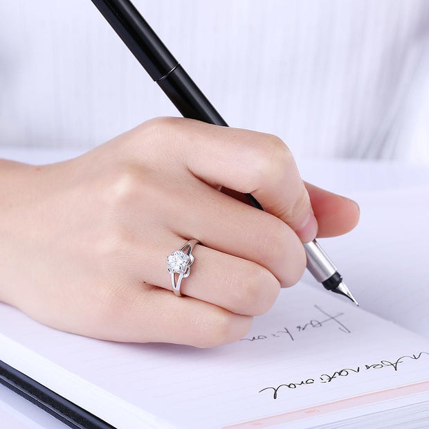 Sterling Silver Adjustable Ring with  Crystals
