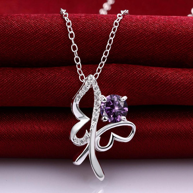Annecy Necklace in 18K White Gold Plated made with  Crystals