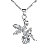Cagnes sur mer Necklace in 18K White Gold Plated made with  Crystals