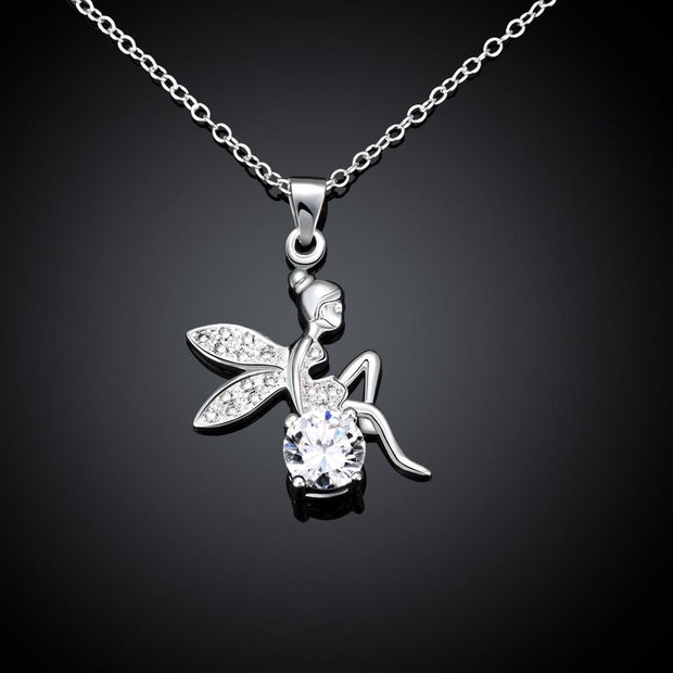 Cagnes sur mer Necklace in 18K White Gold Plated made with  Crystals