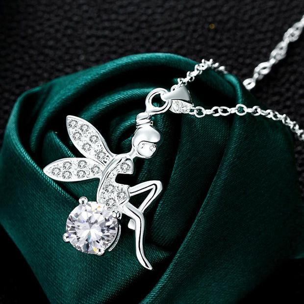 Cagnes sur mer Necklace in 18K White Gold Plated made with  Crystals