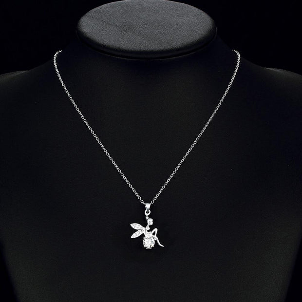 Cagnes sur mer Necklace in 18K White Gold Plated made with  Crystals