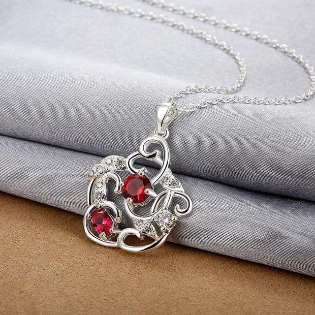 Douai Necklace in 18K White Gold Plated made with  Crystals