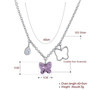 Butterfly Sterling Silver Necklace with  Crystals