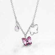 Butterfly Sterling Silver Necklace with  Crystals