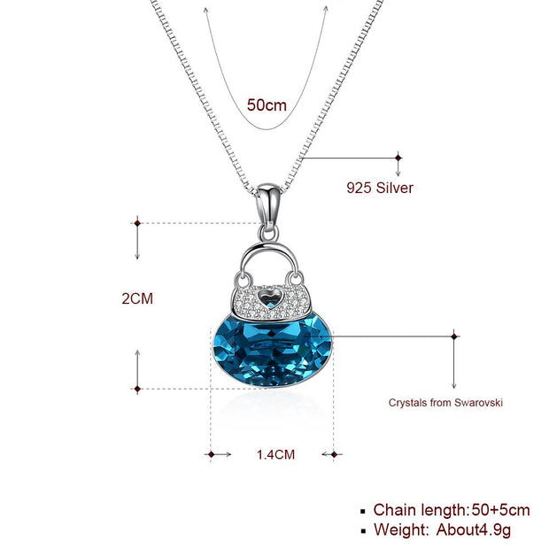 Sterling Silver Necklace with  Crystals