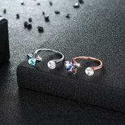 Blue Topaz Star Sterling Silver Adjustable Ring