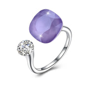 Adjustable Sterling Silver Ring made with  Crystals