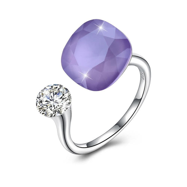 Adjustable Sterling Silver Ring made with  Crystals