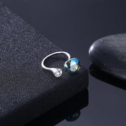 Adjustable Sterling Silver Ring made with  Crystals
