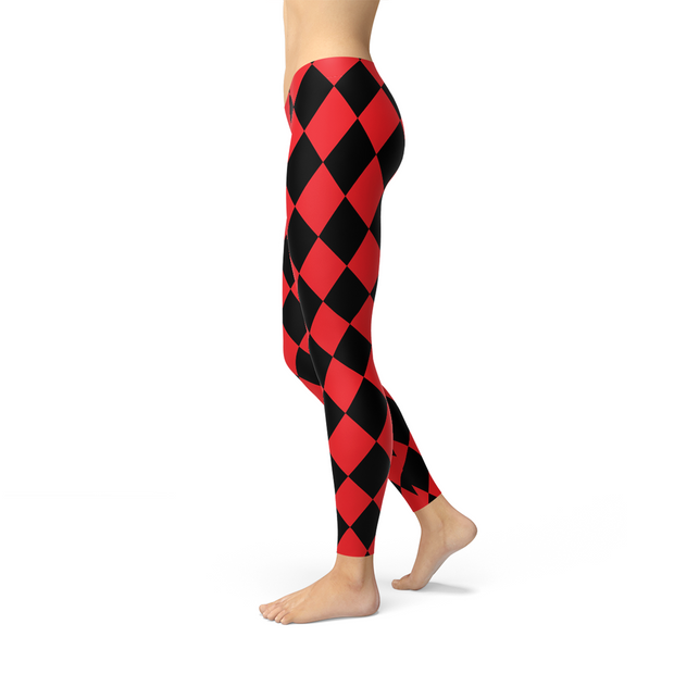 Women's Red and Black Jester Leggings