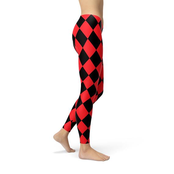 Women's Red and Black Jester Leggings