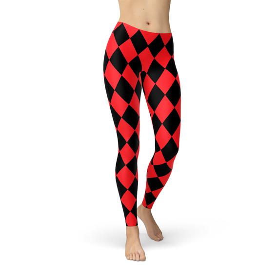 Women's Red and Black Jester Leggings