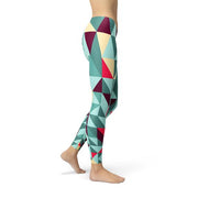 Womens Leggings w/ Colorful Geometric Triangles