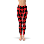 Women's Red and Black Jester Leggings
