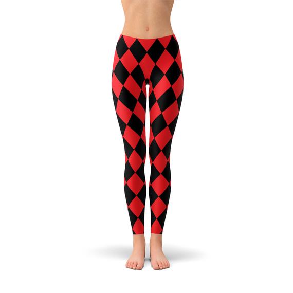 Women's Red and Black Jester Leggings