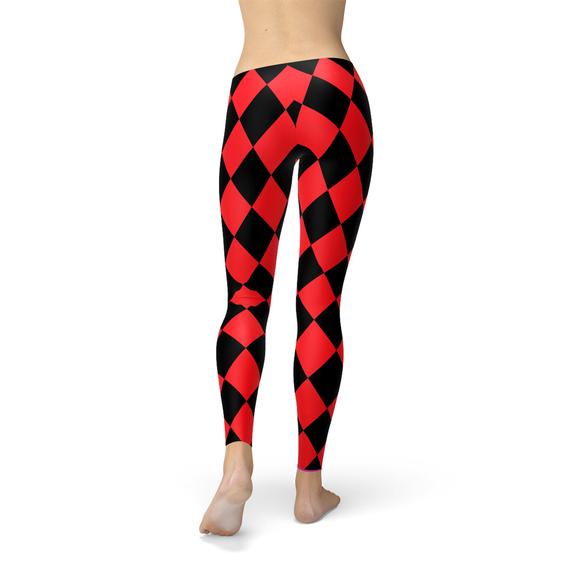 Women's Red and Black Jester Leggings