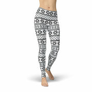 Jean Black and White Snowflakes Leggings