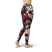 Jean Red and Black Sugar Skulls Leggings