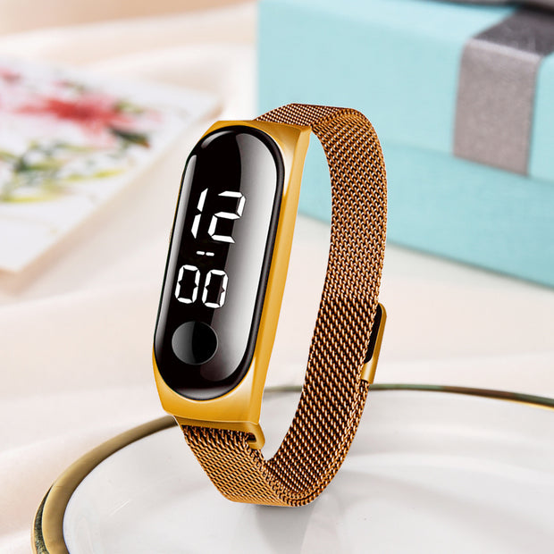 Rose Gold Stainless Steel Dress LED Quartz Bracelet Watch