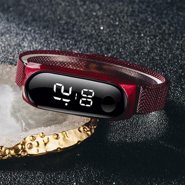 Rose Gold Stainless Steel Dress LED Quartz Bracelet Watch