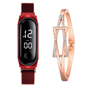 Rose Gold Stainless Steel Dress LED Quartz Bracelet Watch