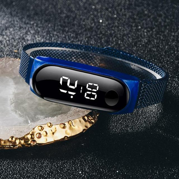 Rose Gold Stainless Steel Dress LED Quartz Bracelet Watch
