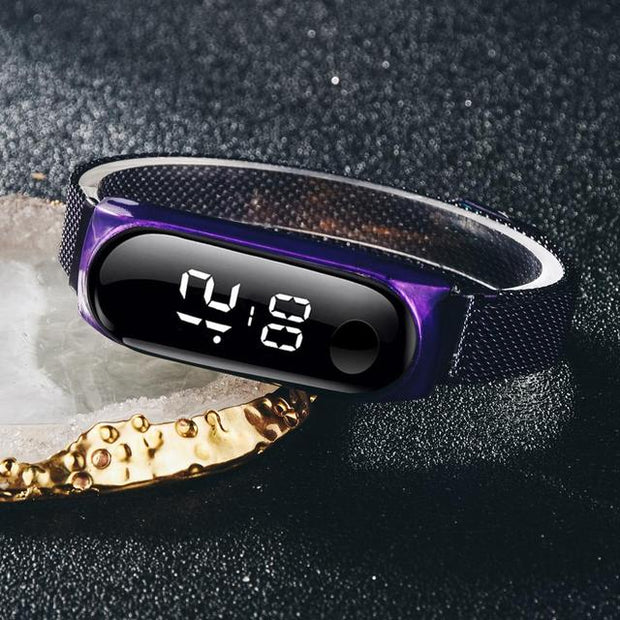 Rose Gold Stainless Steel Dress LED Quartz Bracelet Watch